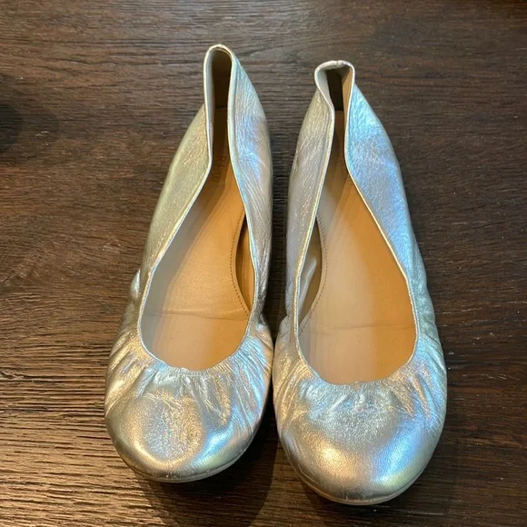 Crew Shoes J Crew Ballet Flats In Silver Poshmark